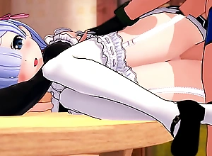 Re:Zero Rem desk doggy sex together with some blowjob