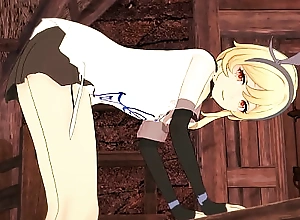 Lumine Traveler rides a dildo and enjoys being penetrated - Genshin Onus Anime