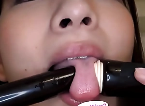 Japanese Oriental Tongue Spit Face Nose Licking Sucking Giving a kiss Handjob Fetish - More handy fetish-master porn video