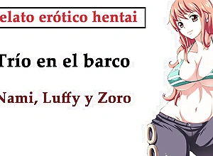 Spanish anime story nami luffy and zoro strive a trio on the boat