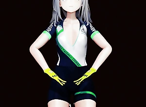 MMD-B Tall BluArc Shiroko Time Flash bike-N - Zeruel Joke - Emerald Suit Color Edit Smixix