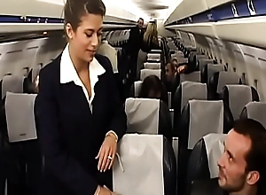 Charming brunette air-hostess alyson radiate proposed passenger apropos poke her juicy pest after scheduled flight
