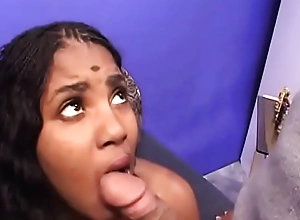 Big ass indian honey receives twat pounded by big white dick on couch