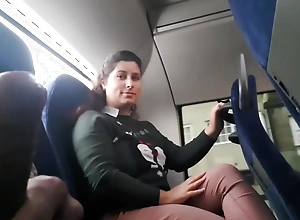 Madcap seduces Milf to Suck & Jerk his Gumshoe in Bus