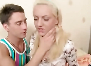 Boyfriend with Huge Cock Fuck Skinny Teen Anal and Creampie