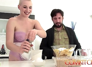 Cum kitchen: bald beauteous chubby spoils indulge riley nixon rides cock with an increment of bakes a the night
