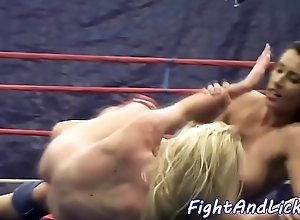Lesbian minority wrestling coupled with pussylicking
